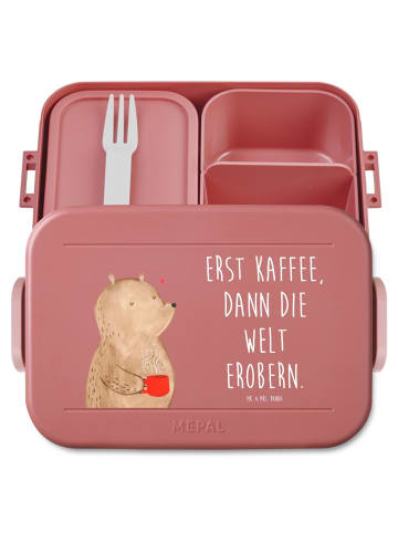 Mr. & Mrs. Panda MEPAL Bentobox Bär Kaffee Motiv mit Spruch in Rot Pastell