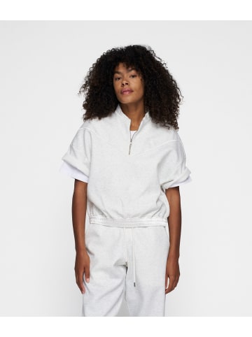 10Days Relaxed Fit Polo Sweater aus Neoprenfleece in White Melee