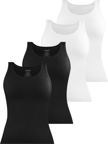 Janice 4 x Damen Top Nazca in Schwarz/Weiß
