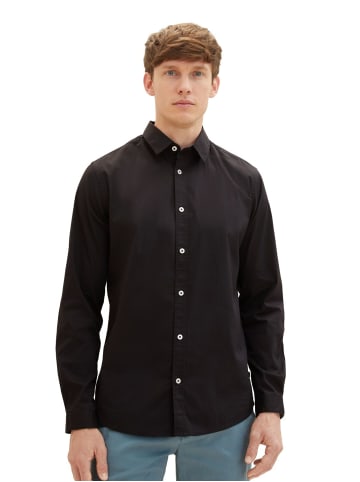 Tom Tailor Hemd STRETCH POPLIN in Schwarz