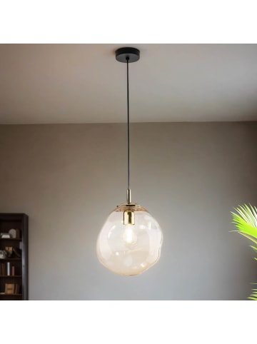 Licht-Erlebnisse Pendelleuchte (B)25 x (L)25 x (T)175 cm in Schwarz Bernstein Gold