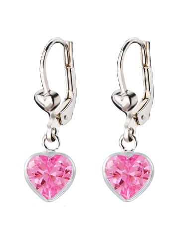 schmuck23 Silber Ohrringe 925 Zirkonia Herz 0,7 cm x 0,8 cm