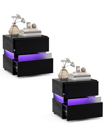 COSTWAY 2er Set Nachttisch 45 x 35 x 45cm in Schwarz