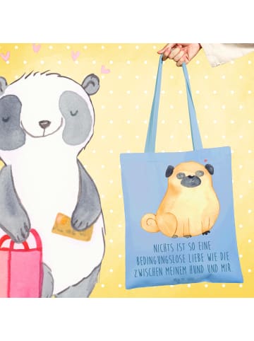 Mr. & Mrs. Panda Jutebeutel Mops mit Spruch in Sky Blue