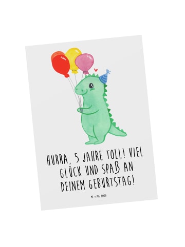 Mr. & Mrs. Panda Postkarte 5. Geburtstag Jubel mit Spruch in Weiß