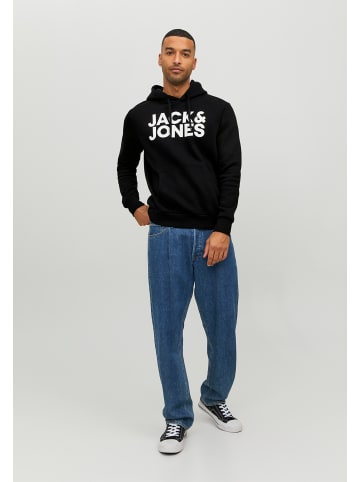 Jack & Jones Sweat Hoodie Frontprint Kapuze Streetwear in Schwarz