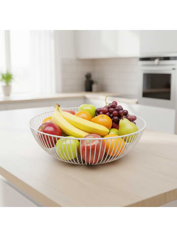 relaxdays Obstschale in Weiß - (H)8 x Ø 28 cm