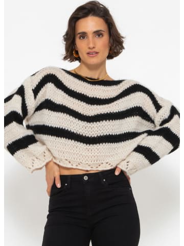 SASSYCLASSY Oversize Pullover mit Streifen in beige I schwarz