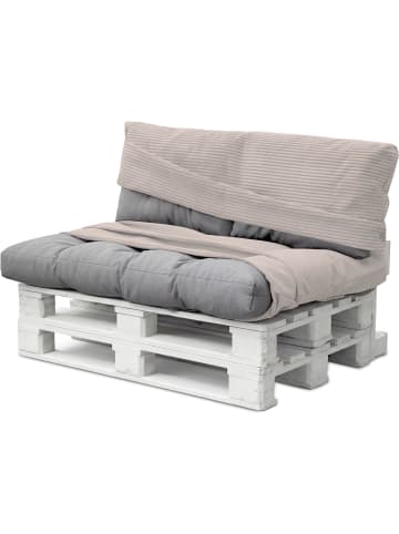 Aspero Palettenkissenbezüge 2-teilig aus Streifen-Flanell Melfi in Taupe