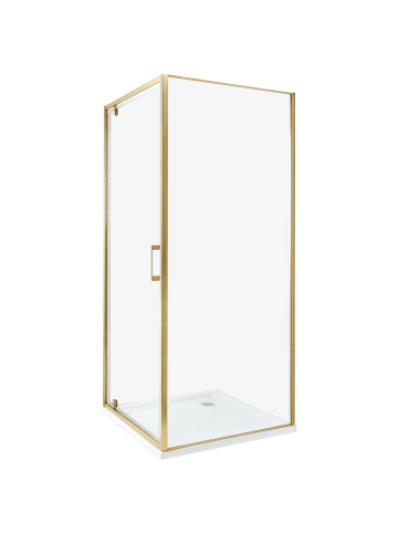 Beliani Duschkabine DARLI in Transparent/Gold - (W) 80 x (H) 185 x (L) 80 cm
