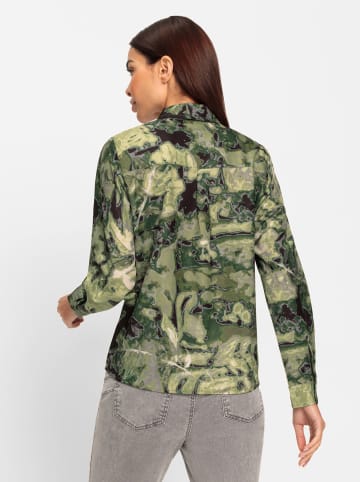 Heine Druckbluse in khaki-lindgrün-bedruckt
