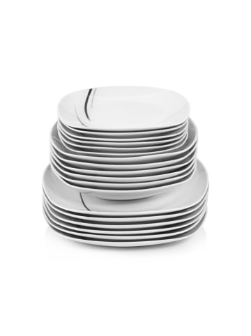 Sänger 18-tlg. Tafelservice Bilgola Black Lines in Wei 