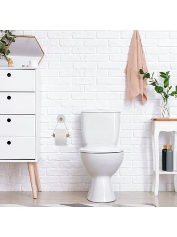 relaxdays Toilettenpapierhalter in Natur - (B)18 x (H)18 x (T)8 cm