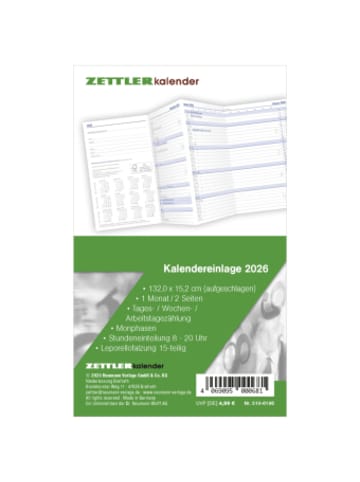 TeNeues Calendars & Stationery Kalender - Zettler Kalenderersatzeinlage TP 1M/2S Leporello 2026 - Ersatzkalend