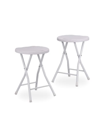 relaxdays 2x Klapphocker in Weiß - (B)32,5 x (H)45 x (T)29 cm