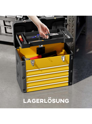 HOMCOM Werkzeugkiste-49,7L x 25,3B x 40,7H cm-Gelb
