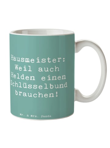 Mr. & Mrs. Panda Kaffeetasse Spruch Hausmeister Held mit Spruch in Meeresbrise