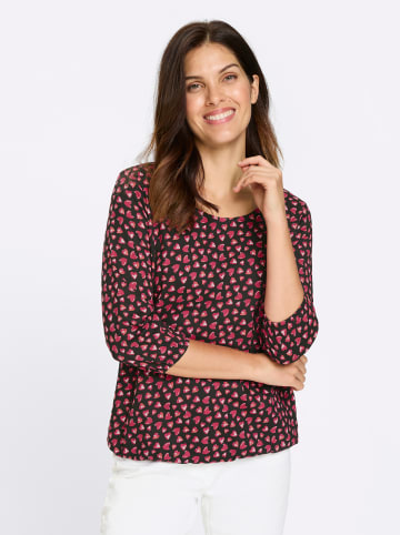 Sieh an! 3/4-Arm-Shirt in schwarz-pink-bedruckt