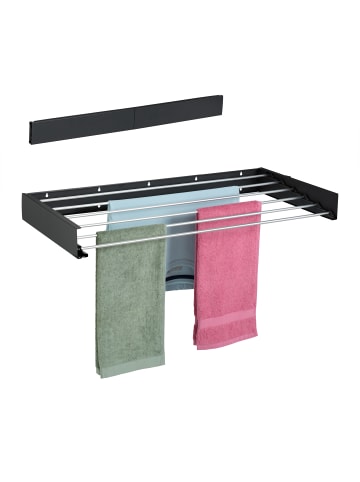relaxdays Wand-Wäscheständer in Schwarz - 100 cm