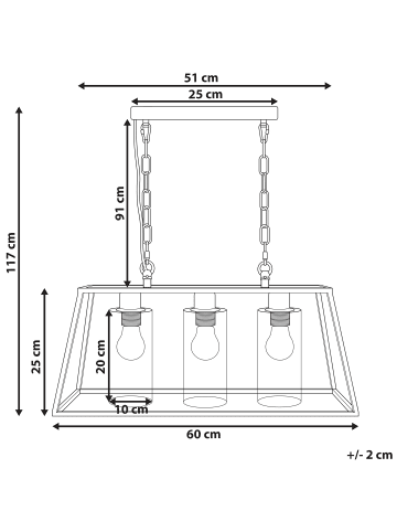 Beliani Pendelleuchten MUGER in Schwarz - (W) 60 x (H) 117 x (L) 25 cm