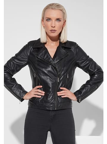 JILANI Lederjacke Biker Lammnappa in Schwarz