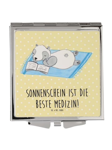 Mr. & Mrs. Panda Schminkspiegel Sommer Sonnenschein mit Spruch in Gelb Pastell