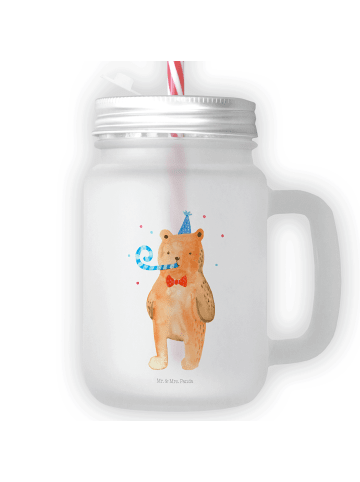 Mr. & Mrs. Panda Trinkglas Mason Jar Bär Geburtstag ohne Spruch in Transparent