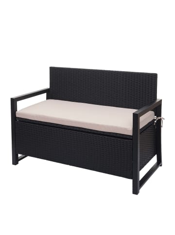 MCW Gartenbank F39 mit Staufach, Anthrazit, Kissen beige