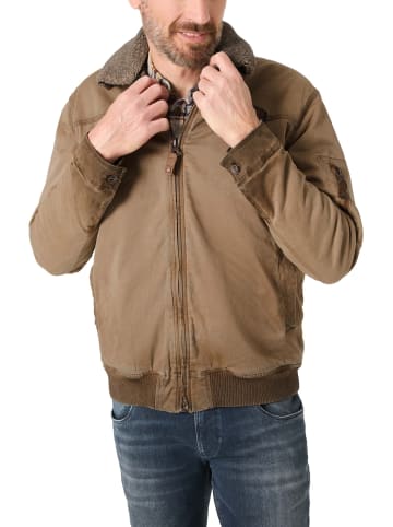 Timezone Klassische Jacke mit flauschigem Kragen und Reißverschluss in Beige