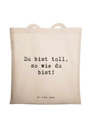 Mr. & Mrs. Panda Tote Bag Spruch Schulanfang Einzigartig mit Spruch in Creme