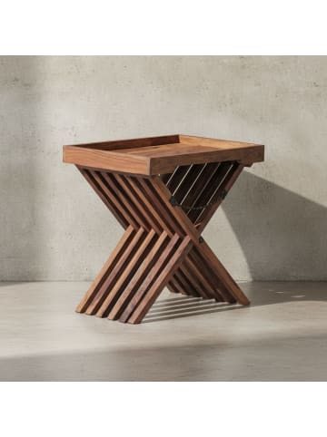 KADIMA DESIGN Beistelltisch | Sheesham, Massivholz, Klappbar, Serviertablett