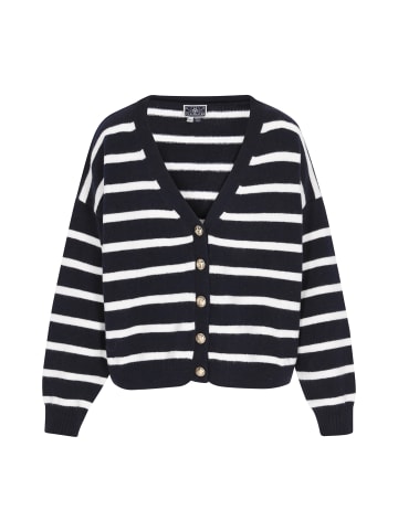 DreiMaster Women Cardigan in navy offwhite stripe