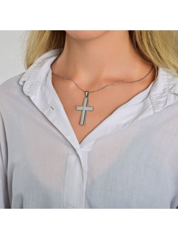 Adeliás Damen Anhänger – Kreuz Kreuzanhänger aus Edelstahl in silber