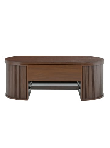 ABRIHOME Couchtisch in Braun mit ausziehbarem Regal gebogenen Seiten für Wohnzimmer