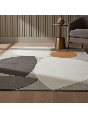 KADIMA DESIGN Teppich Wolle Handgetuftet, Abstrakt Bunt - Grau/Beige/Terrakotta