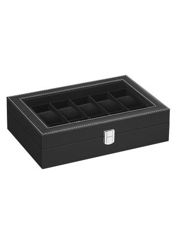 SONGMICS Uhrenbox Bridie in Schwarz - (B)30.2 x (H)7.8 x (T)20.2 cm