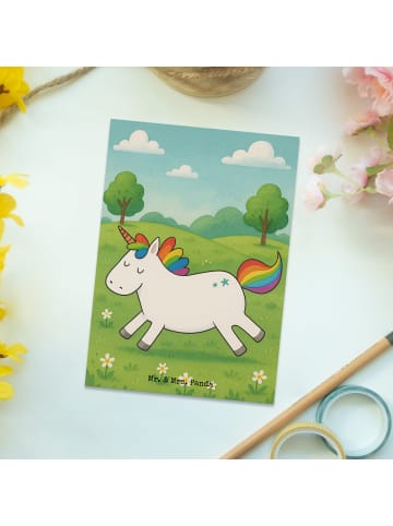 Mr. & Mrs. Panda Postkarte Einhorn Happy Design ohne Spruch in Weiß