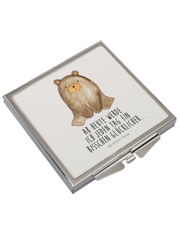 Mr. & Mrs. Panda Kleiner Spiegel Bär sitzend mit Spruch in Weiß