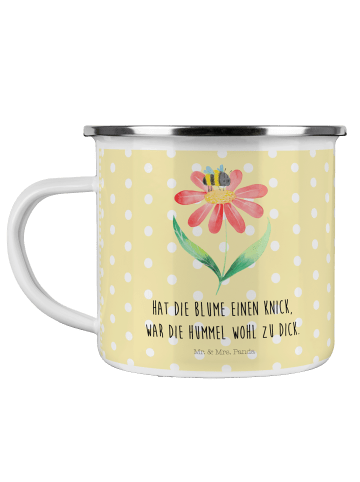 Mr. & Mrs. Panda Teetasse Hummel Blume mit Spruch in Gelb Pastell