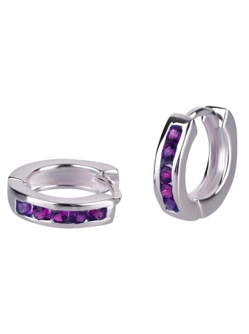 schmuck23 Creolen 925 Silber Zirkonia 0,3 cm x 1,2 cm