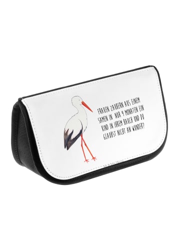 Mr. & Mrs. Panda Schminktasche Storch mit Spruch in Weiß
