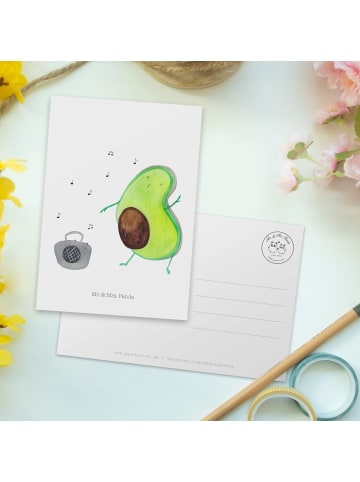 Mr. & Mrs. Panda Postkarte Avocado Tanzen ohne Spruch in Weiß