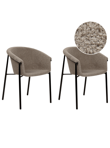 Beliani 2er-Set Esszimmerstuhl AMES in Beige/Schwarz