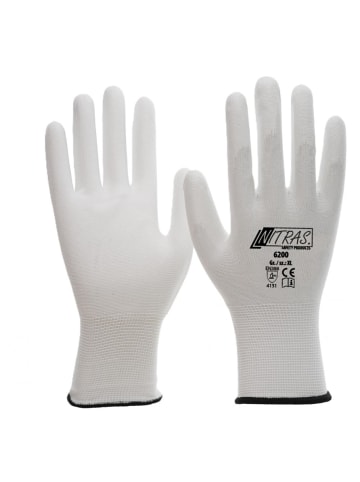 BASIL 6200 PU Feinstrickhandschuh  6 - Weiß, Nylon, PU-Beschichtung, EN