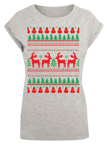 F4NT4STIC T-Shirt Christmas Reindeers Weihnachten Muster in grau meliert