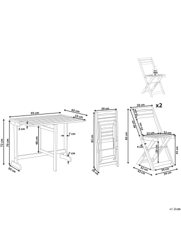 Beliani 3-tlg Bistro Set LENOLA in Braun