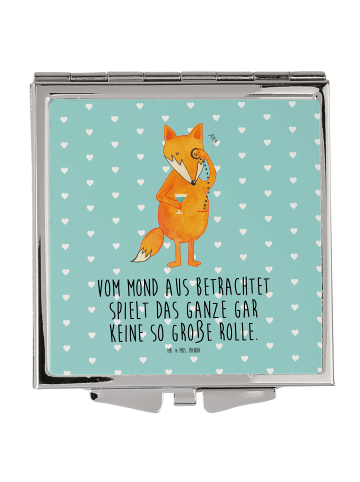 Mr. & Mrs. Panda Taschenspiegel Fuchs Lord mit Spruch in Türkis Pastell