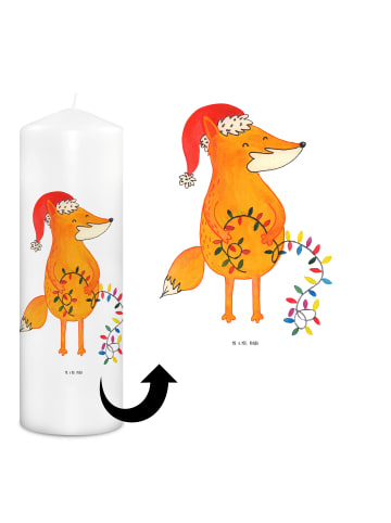 Mr. & Mrs. Panda Kerze Fuchs Weihnachten ohne Spruch in Weiß