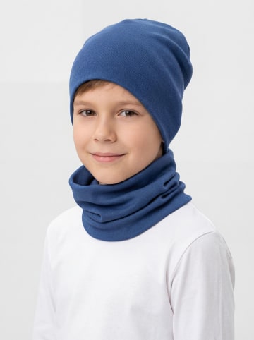 TupTam Unisex Kinder Beanie Mütze Schlauchschal Set in blau