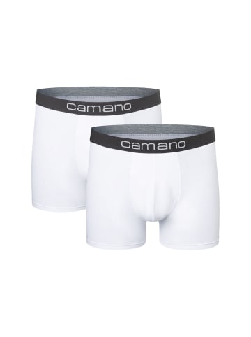 camano Boxershorts Unterhosen Herren elastischer Gummibund ohne Einschneiden Baumwolle Stretch hautfreundlich Atmungsaktiv 2er Pack comfort in Weiß